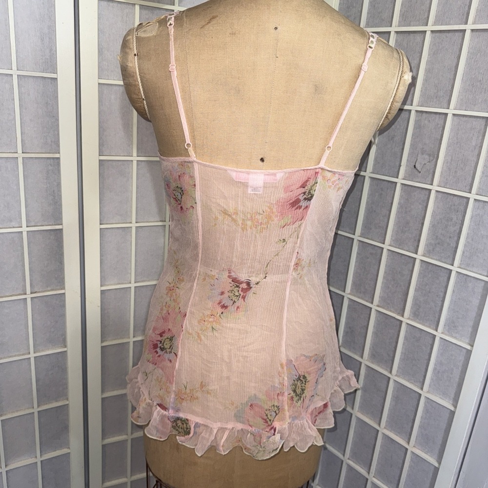Vtg Y2K Victoria's Secret 100% Silk Set Floral Milkmaid Babydoll Chemise Slip S - Picture 15 of 16